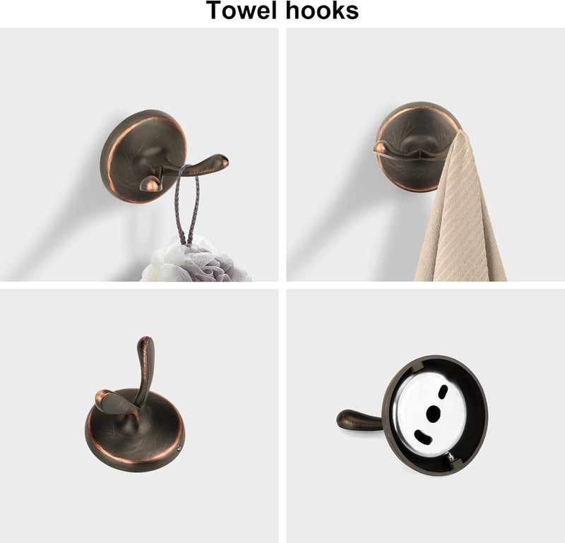 Ntipox 4 Piece Antique Bathroom Hardware Accessories Set Oil Rubbed Bronze,24 Inch Towel Bar Set,Towel Rack Set,Bathroom Towel Holder Set - Image 5